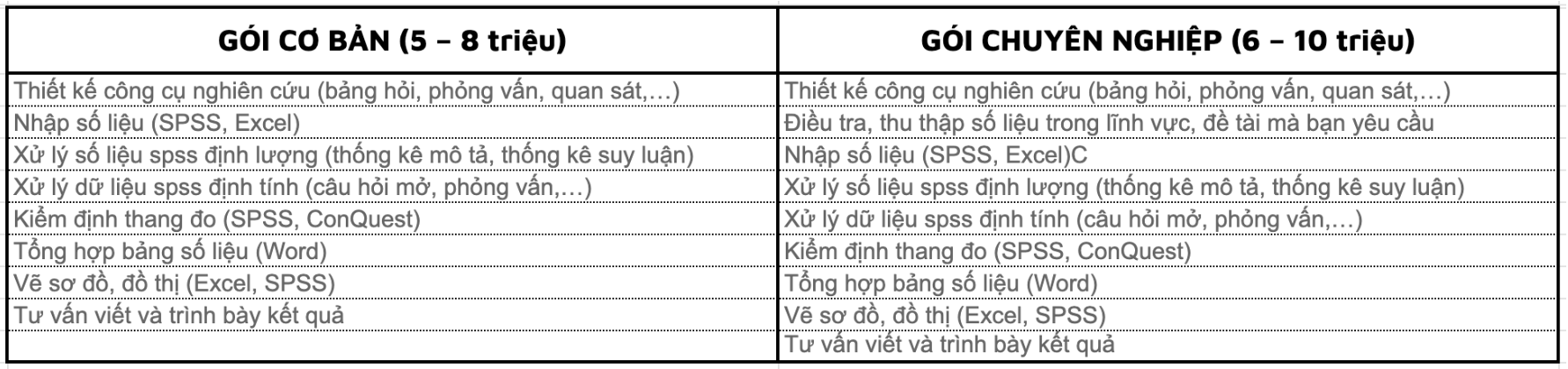 Dịch vụ xử lý số liệu, chạy spss