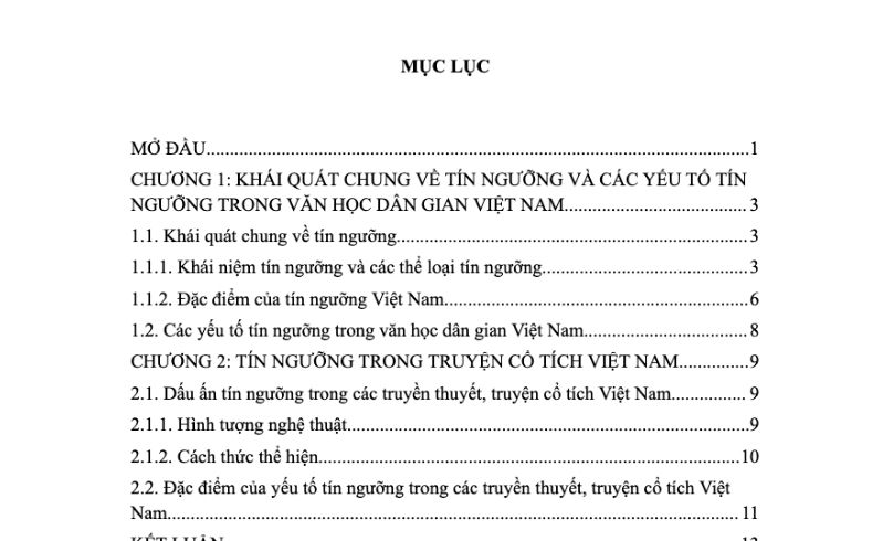 Trình bày mục lục luận văn tốt nghiệp