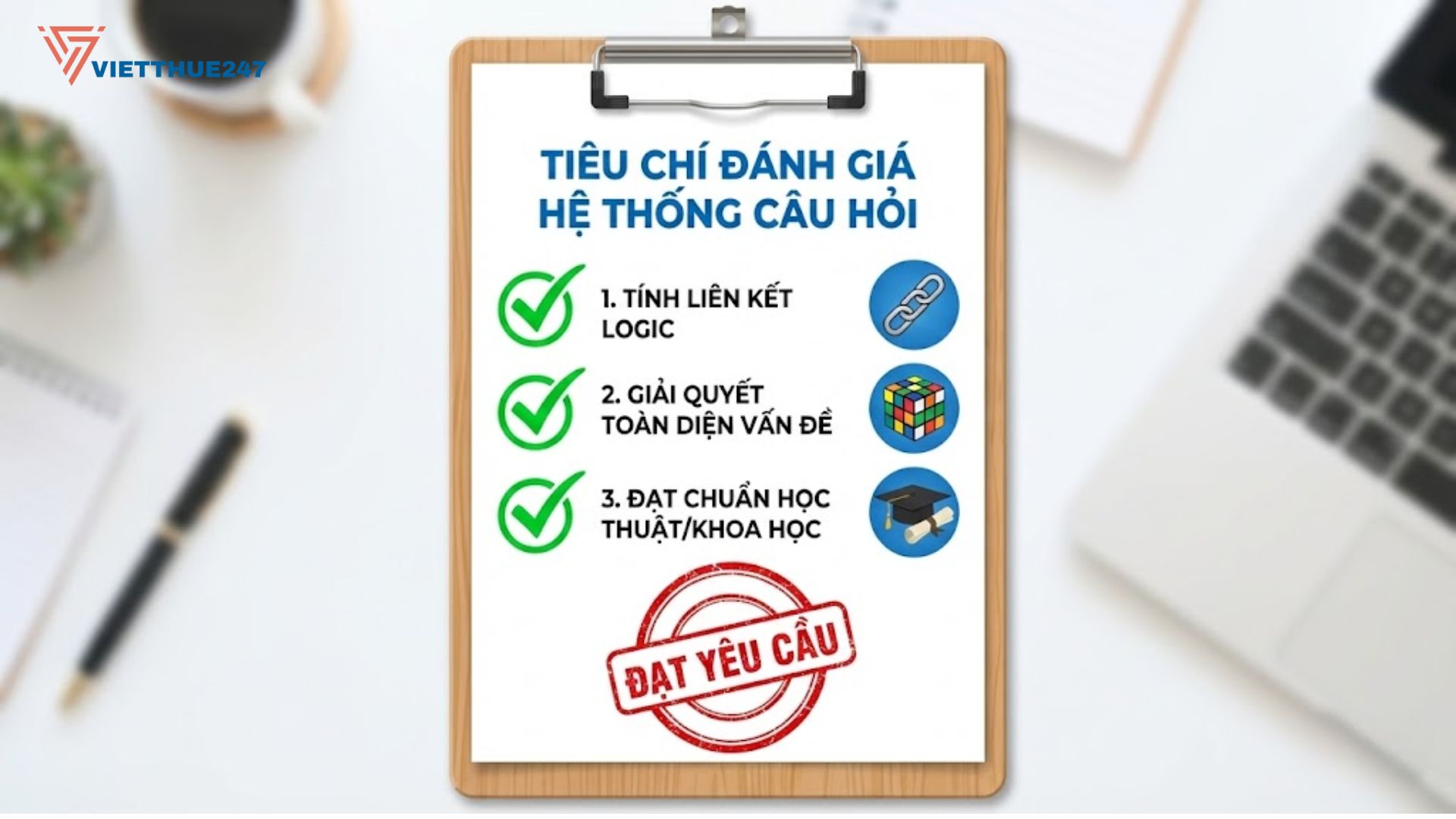 Tiêu chí đánh giá: Tính liên kết hệ thống, khả năng giải quyết vấn đề và chuẩn học thuật.
