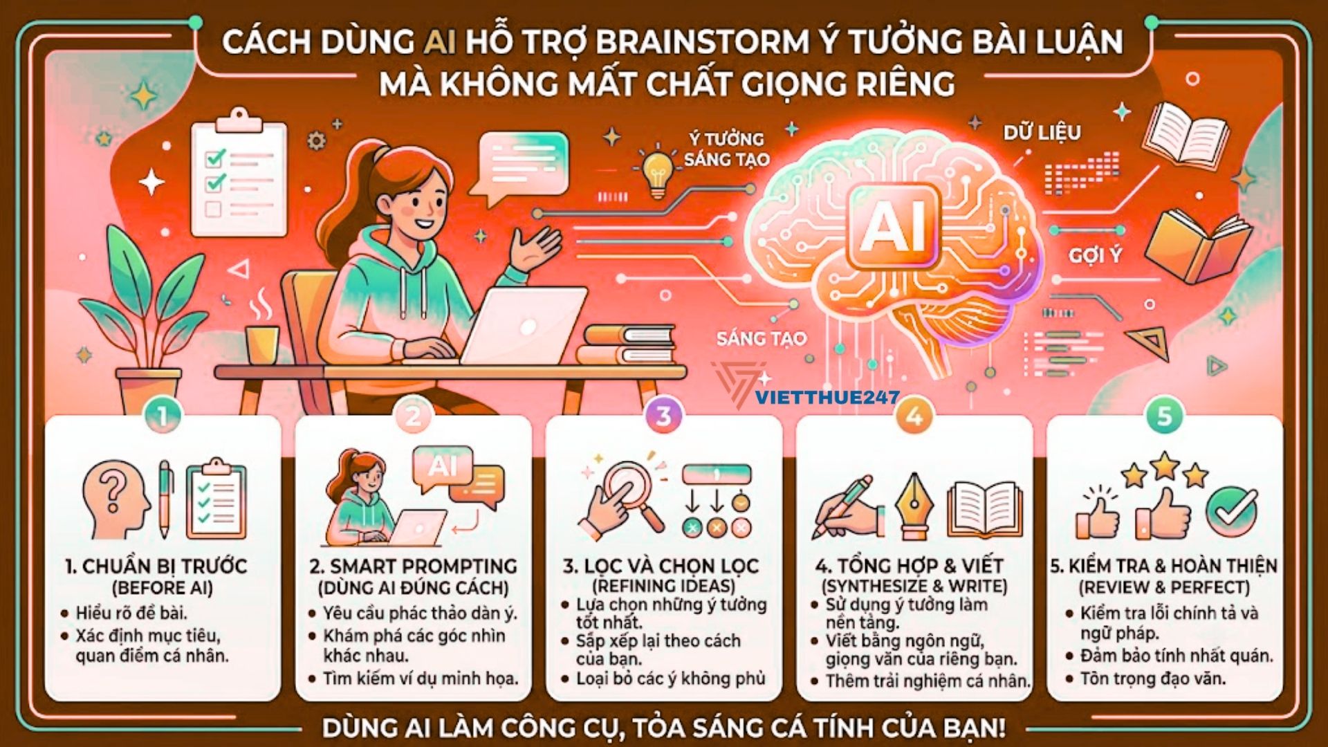 Cách Dùng AI Hỗ Trợ Brainstorm Ý Tưởng Bài Luận Mà Không Mất Chất Giọng Riêng