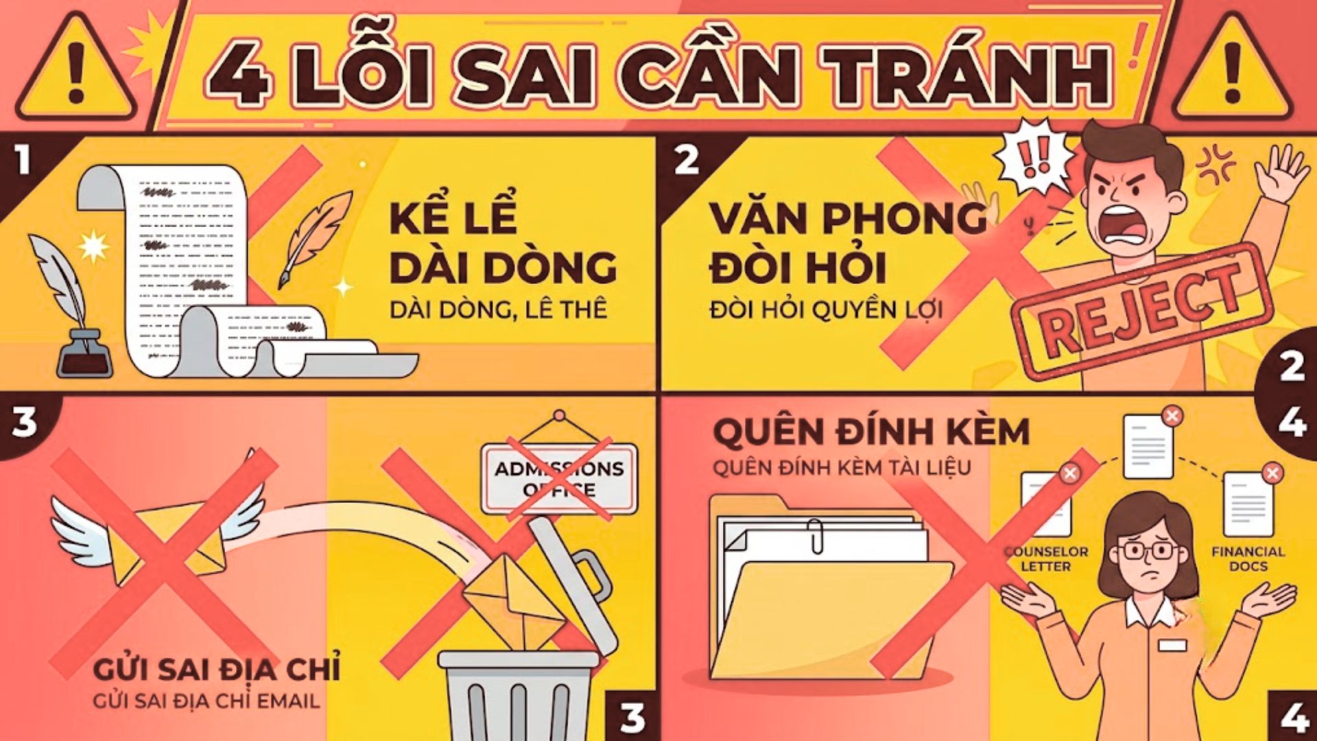 4 Lỗi Sai Cần Tránh Khi Gửi Thư Xin Miễn Phí Nộp Hồ Sơ Đại Học