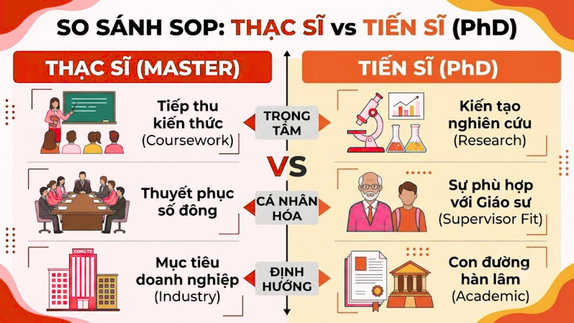 SOP xin học bổng Tiến sĩ (PhD) khác gì SOP Thạc sĩ (Master)?