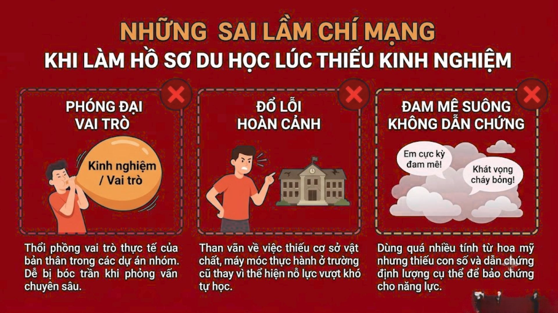 Những sai lầm chí mạng khi làm nổi bật hồ sơ du học lúc thiếu kinh nghiệm thực tế