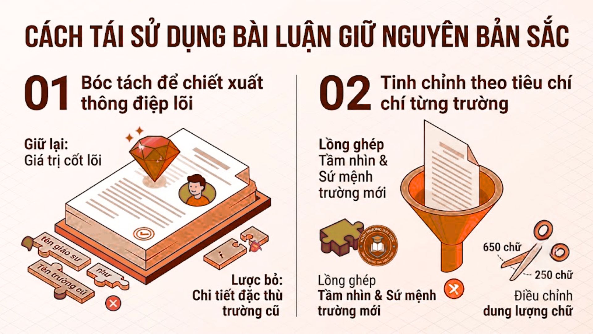 Cách tái sử dụng bài luận cho nhiều trường đại học giữ nguyên bản sắc